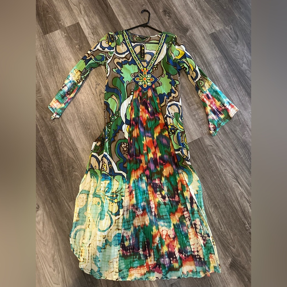 NWT Chaudry Green Bohemian Maxi Dress size small